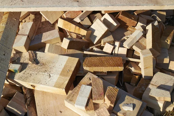 Pile Small Pieces Scrap Wood — Stockfoto