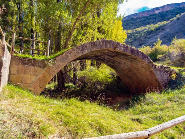 Vista Ponte Romana Talcano Caminho Longo Villaseca Sepulveda Espanha — Fotografia de Stock