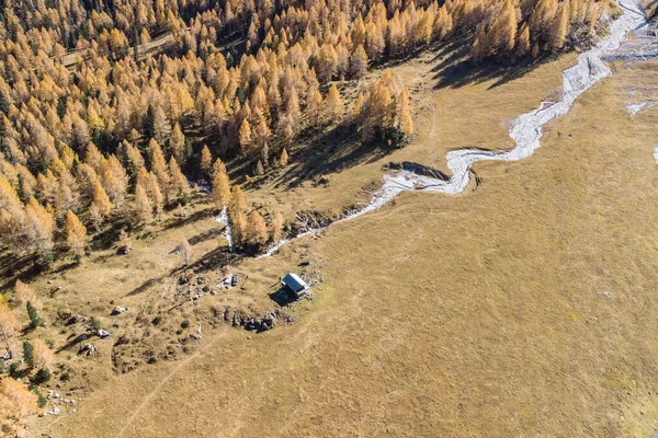 Veduta Aerea Del Paesaggio Montano Nel Periodo Autunnale Alto Adige — Foto Stock