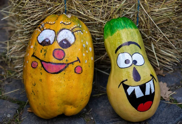 Closeup Hilarious Pumpkins Ready Halloween —  Fotos de Stock