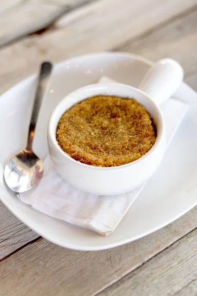 Eine Vertikale Aufnahme Einer Schüssel Kartoffelpüree Einem Restaurant — Stockfoto