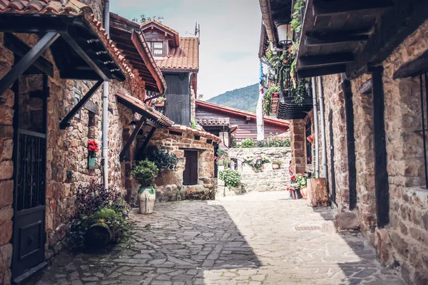 Ein Malerischer Blick Auf Eine Kleine Gasse Die Von Wohnhäusern — Stockfoto