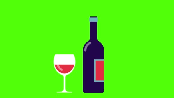 Illustration Bottle Wine — Stock Video