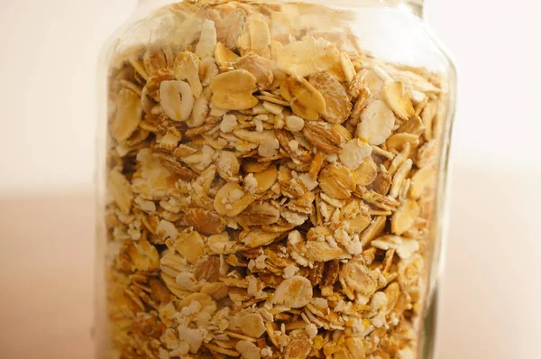 Close Muesli Mix Glass Jar — Φωτογραφία Αρχείου