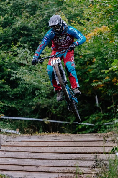 Thale Germania Settembre 2021 Trail Biker Durante Rosstrapen Thale Harz — Foto Stock