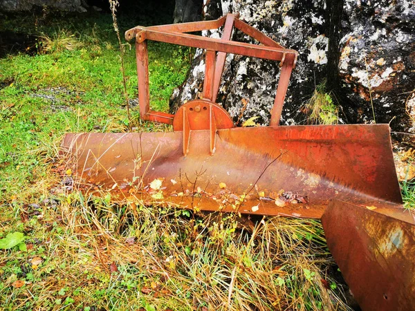 Piece Rusty Old Equipment Used Construction Woods — Fotografia de Stock