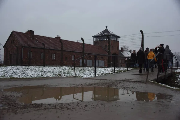 Όμορφη Θέα Του Συγκροτήματος Του Στρατοπέδου Συγκέντρωσης Του Άουσβιτς Στην — Φωτογραφία Αρχείου