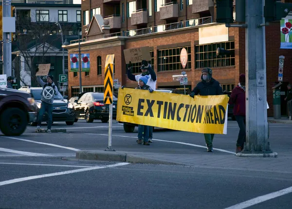 Калгария Канада Ноября 2021 Года Активисты Движения Изменение Климата Блокируют — стоковое фото