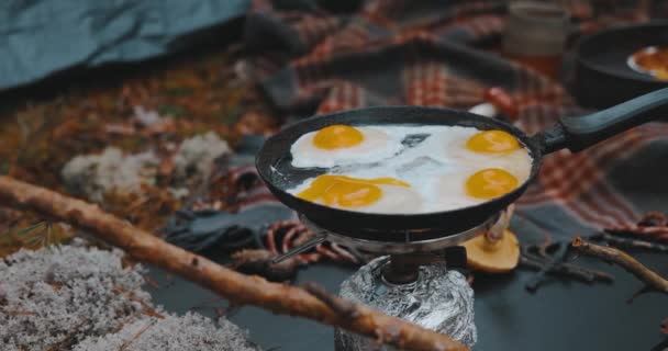 Huevos Fritos Sartén — Vídeo de stock