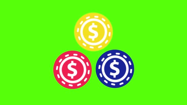 Animação Tela Verde Fichas Casino Para Vfx — Vídeo de Stock