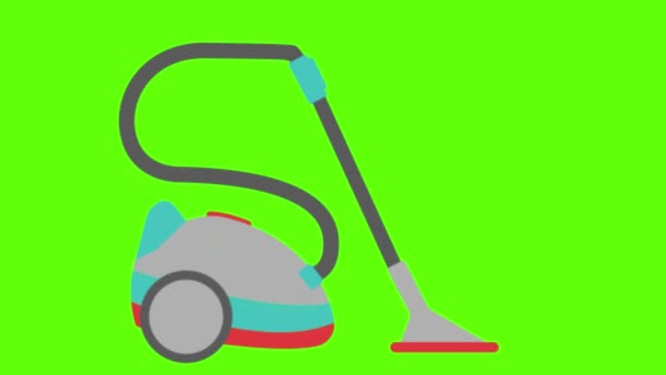 Zielona Ikona Odkurzacza Izolowana Żółtym Tle Koncepcja Usługi Sprzątania Ilustracja — Wideo stockowe