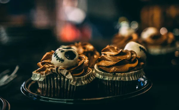 Primer Plano Cupcakes Miedo Para Halloween — Foto de Stock