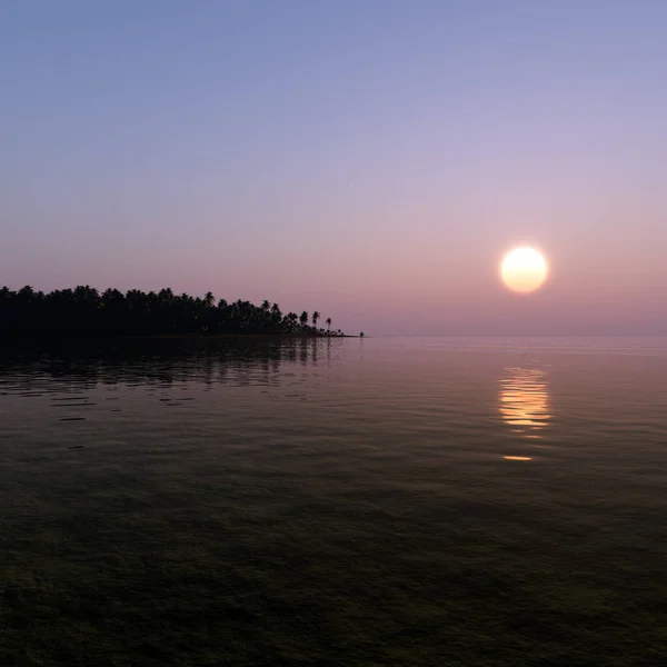 Render Gorgeous Sunset Scene Sea Water Reflecting Tropical Island — Stock Photo, Image