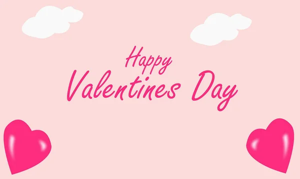 Feliz Dia Dos Namorados Texto Rosa Corações Nuvens Brancas Isoladas — Fotografia de Stock