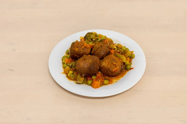 Primer Plano Plato Comida Sobre Mesa — Foto de Stock