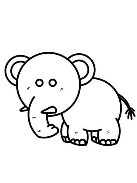 Een Doodle Cartoon Illustratie Van Een Olifant Voor Kinderen Kleurboek — Stockfoto