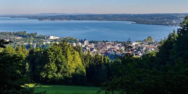 Légi Kilátás Bregenz Város Constance Ausztriában — Stock Fotó