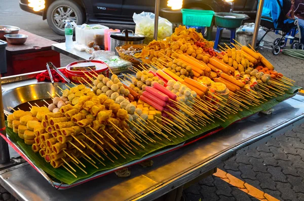 Mercado Aire Libre Que Vende Comida Chatarra Tailandia — Foto de Stock