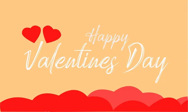 Happy Valentine Day White Text Red Hearts Isolated Yellow Background — Stock Photo, Image