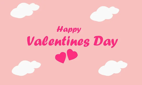 Feliz Día San Valentín Texto Rosa Corazones Nubes Blancas Aislados —  Fotos de Stock
