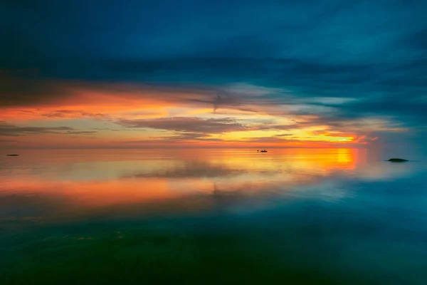 Vue Panoramique Coucher Soleil Sur Côte Mer Baltique Lituanie — Photo