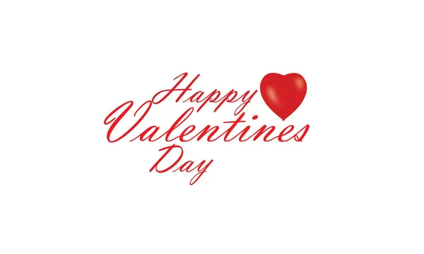 Happy Valentine Day Red Text Heart Isolated White Background — Stock Photo, Image