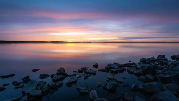 Fascinating Sunset Teinhude Lake — Stock Photo, Image