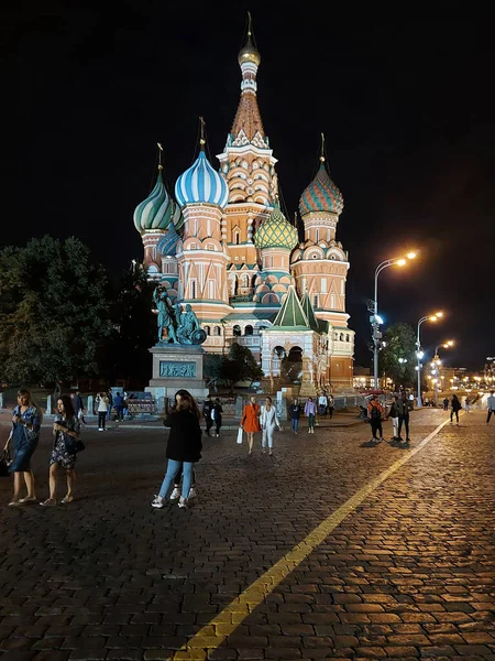 Moscow Rússia Setembro 2020 Cúpulas Cebola Brilhantemente Coloridas Basílica São — Fotografia de Stock
