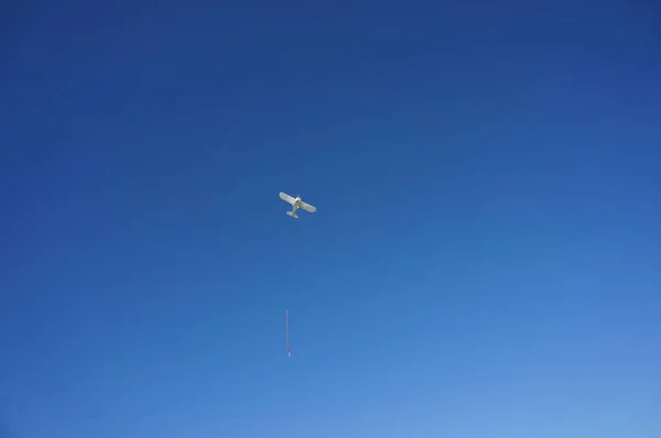 Low Angle Shot Flying Aircraft Aginst Blue Sky — Stock Photo, Image