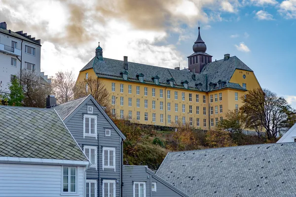 Een Prachtig Beeld Van Architectuur Van Havenstad Alesund Noorwegen Overdag — Stockfoto