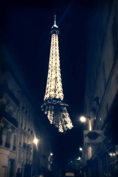 Plano Vertical Torre Eiffel Por Noche París Francia — Foto de Stock