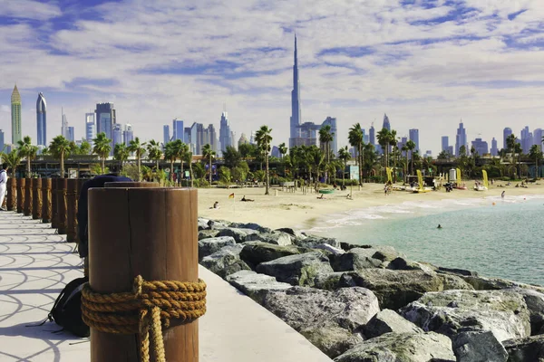 Piękna Panorama Plaża Mer Zjednoczonych Emiratach Arabskich — Zdjęcie stockowe