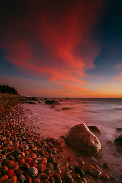 Vertical Shot Beautiful Colorful Sunset Baltic Sea Lithuania — стоковое фото