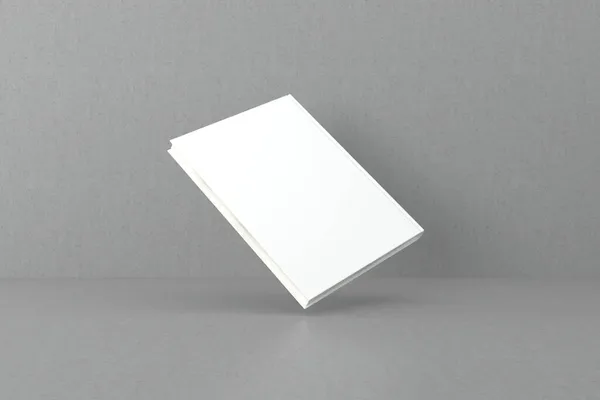 Тривимірне Відображення Білого Ноутбука Копіювальним Простором Сірому Фоні — стокове фото
