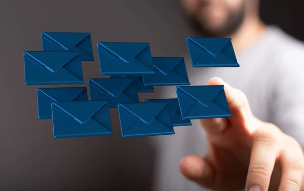 Renderowanie Symbolu Mail Komunikacji Sieciowej Zamazanym Tłem — Zdjęcie stockowe
