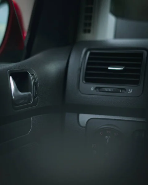 Una Vista Vertical Tablero Instrumentos Del Coche Ventilación Aire Negro — Foto de Stock