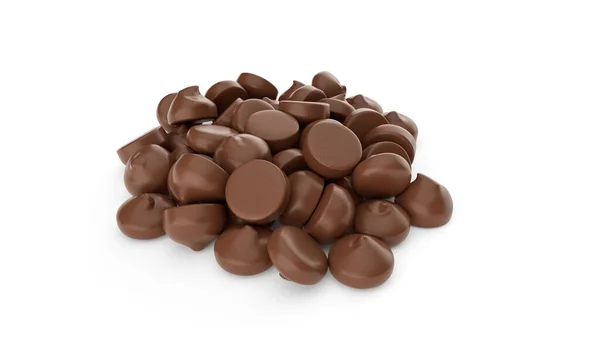 Uma Renderização Uma Pilha Chips Chocolate Fundo Branco — Fotografia de Stock