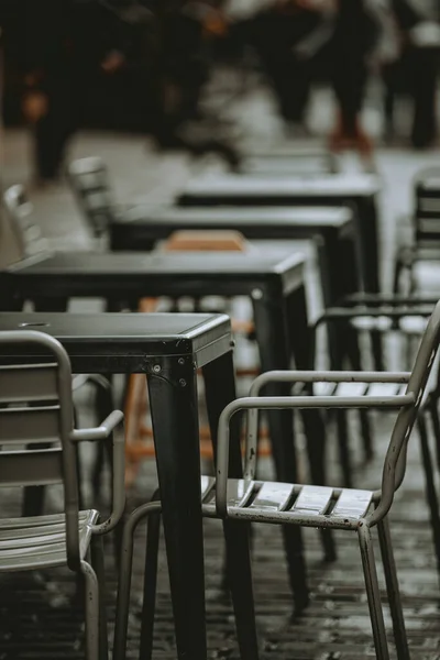 Vertical Shot Empty Chairs Street Outdoors Restaurant — Fotografia de Stock