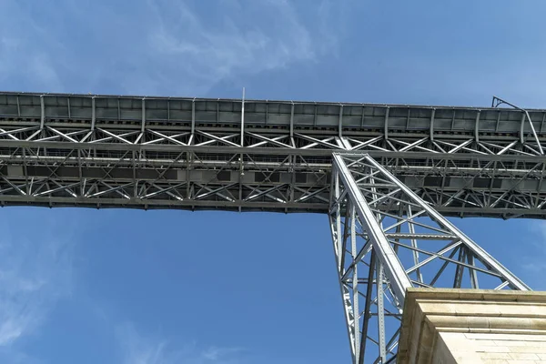 Beautiful View Railroad Bridge Blue Sky — Fotografia de Stock