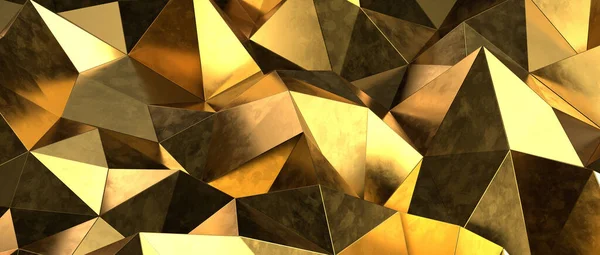 Ilustración Abstracta Renderizado Triángulo Geométrico Cristal Oro Superficial Plantilla Formas —  Fotos de Stock