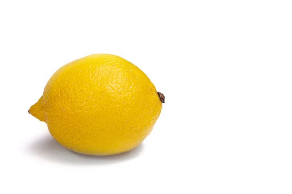 Isolerad Citron Liggande Horisontellt Helt Vit Bakgrund Och Utrymme För — Stockfoto
