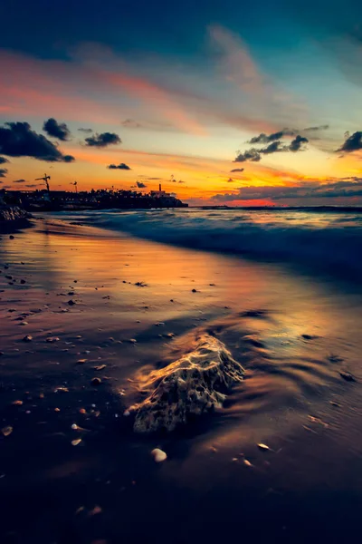 Vertical Shot Sunset Old Jaffa Coastline Tel Aviv Israel — Stockfoto