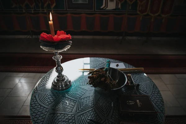 Beautiful View Candles Table Church — Stock Photo, Image