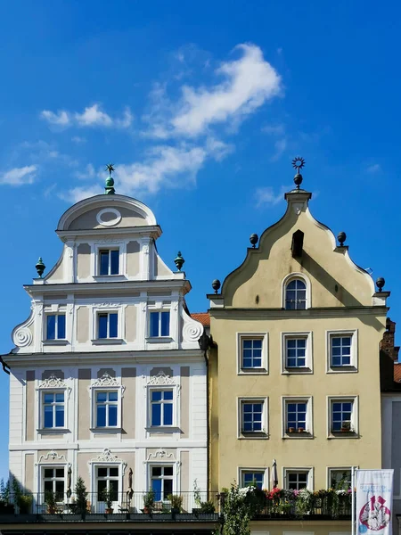 Historical Buildings City Regensburg Cloudy Blue Sky — Stockfoto