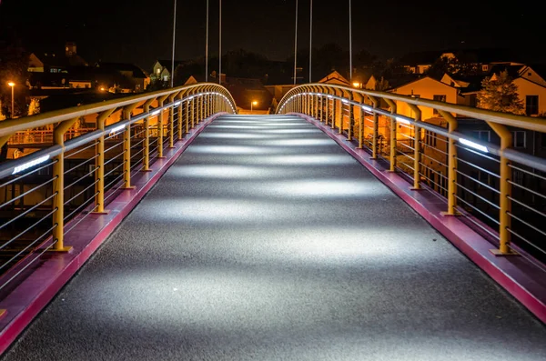 Closeup Shot Station Bridge Ilmenau Night Many Lights — Stockfoto