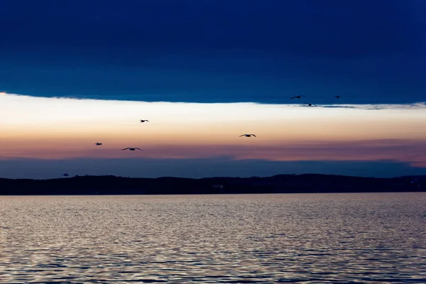 Прекрасний Вид Хмарне Небо Заходу Сонця Над Морем — стокове фото