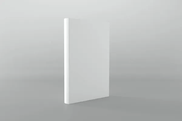 灰色の背景に本のカバーモックアップの3Dレンダリング — ストック写真