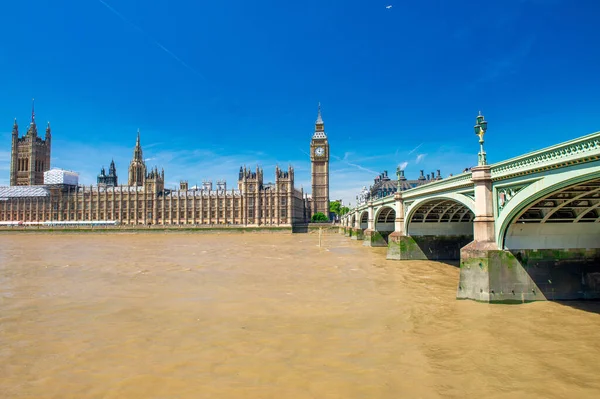 Scenic View Westminster Bridge River Thames Summer London — Stockfoto