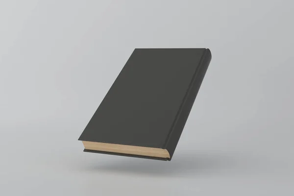 Rendering Book Black Cover Copy Space Gray Background — Stock Photo, Image