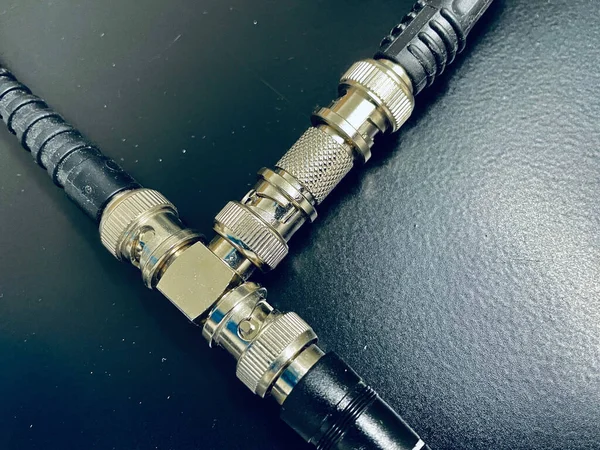 Closeup Shot Coaxial Cable Connections — Stockfoto